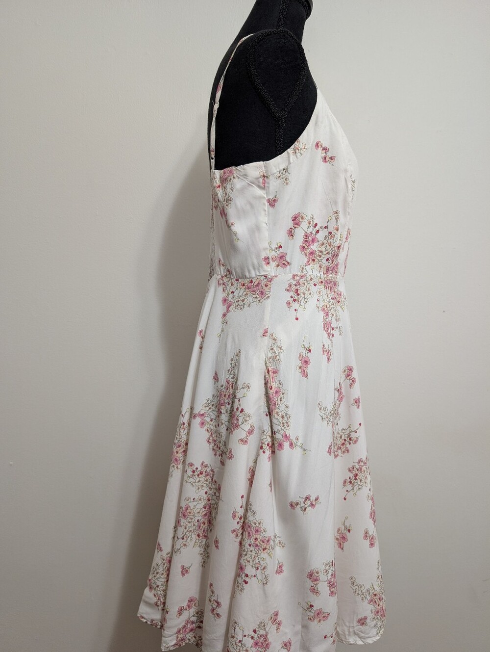Old Navy Pink Floral Sun Dress White Midi Medium - Picture 2 of 16